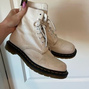 Dr. Martens White Combat Boots with Chunky Sole